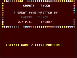 Title screen of County Racer on the Commodore 64.
