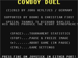 Title screen of Cowboy Duel - Live Your Dream! on the Commodore 64.