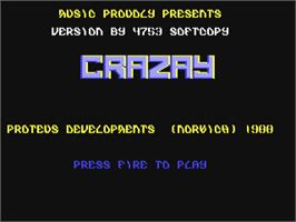 Title screen of Crazay on the Commodore 64.