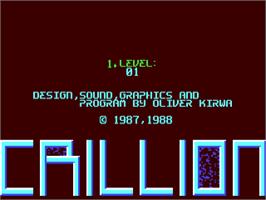 Title screen of Crillion on the Commodore 64.