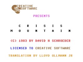 Title screen of Crisis Mountain on the Commodore 64.