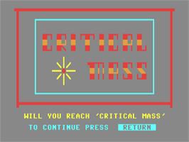 Title screen of Critical Mass (Durell Software) on the Commodore 64.