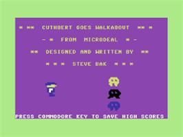 Title screen of Cuthbert Goes Walkabout on the Commodore 64.