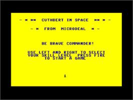 Title screen of Cuthbert in Space on the Commodore 64.