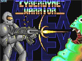 Title screen of Cyberdyne Warrior on the Commodore 64.