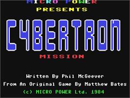 Title screen of Cybertron Mission on the Commodore 64.