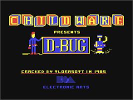 Title screen of D-bug on the Commodore 64.