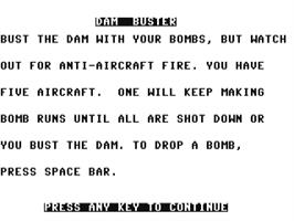 Title screen of Dam Busters, The on the Commodore 64.