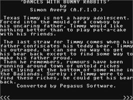 Title screen of Dances With Bunny Rabbits on the Commodore 64.