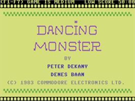 Title screen of Dancing Monster on the Commodore 64.