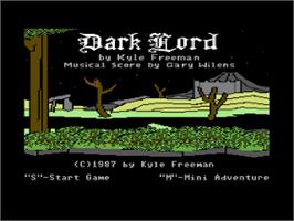 Title screen of Dark Lord on the Commodore 64.
