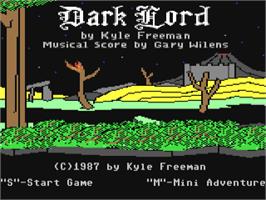 Title screen of Dark Lord on the Commodore 64.
