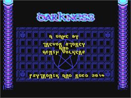 Title screen of Darkness on the Commodore 64.