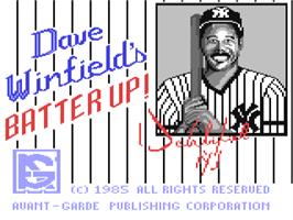 Title screen of Dave Winfield's Batter Up! on the Commodore 64.