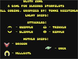 Title screen of Death Zone (Multisoft) on the Commodore 64.