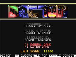 Title screen of Decton on the Commodore 64.