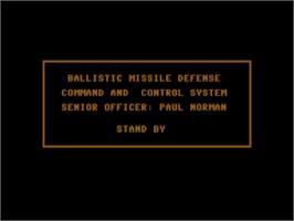 Title screen of Def Con 5 on the Commodore 64.