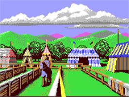 Title screen of Defender of the Crown on the Commodore 64.