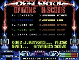 Title screen of Deflektor on the Commodore 64.