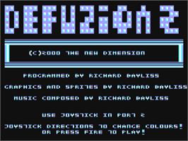 Title screen of Defuzion 2 on the Commodore 64.