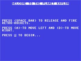 Title screen of Descent To Kaylon on the Commodore 64.