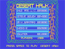 Title screen of Desert Hawk on the Commodore 64.