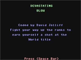 Title screen of Devastating Blow on the Commodore 64.