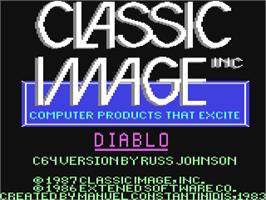 Title screen of Diablo on the Commodore 64.