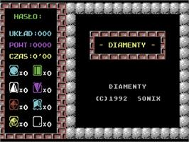 Title screen of Diamenty on the Commodore 64.