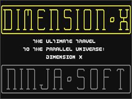 Title screen of Dimension X on the Commodore 64.