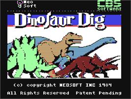 Title screen of Dinosaur Dig on the Commodore 64.