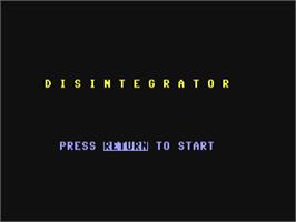 Title screen of Disintegrator on the Commodore 64.
