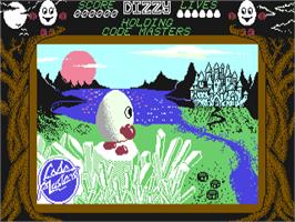 Title screen of Dizzy: The Ultimate Cartoon Adventure on the Commodore 64.