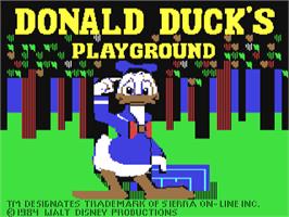Title screen of Donald Duck's Playground on the Commodore 64.