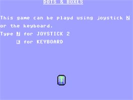 Title screen of Dots And Boxes on the Commodore 64.