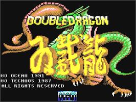 Title screen of Double Dragon (Ocean) on the Commodore 64.