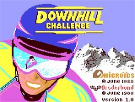 Title screen of Downhill Challenge (2018) on the Commodore 64.