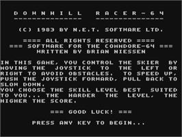 Title screen of Downhill Racer-64 on the Commodore 64.