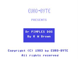 Title screen of Dr. Pimples Dog on the Commodore 64.