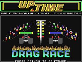 Title screen of Drag Race on the Commodore 64.