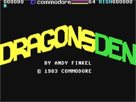 Title screen of Dragon's Den (Compute!) on the Commodore 64.