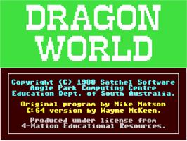 Title screen of Dragon World on the Commodore 64.