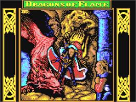 Title screen of Dragons of Flame on the Commodore 64.