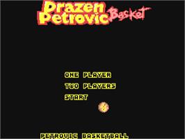 Title screen of Drazen Petrovic Basket on the Commodore 64.