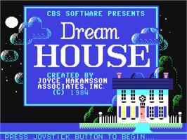 Title screen of Dream House on the Commodore 64.