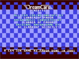 Title screen of Dreamcars on the Commodore 64.