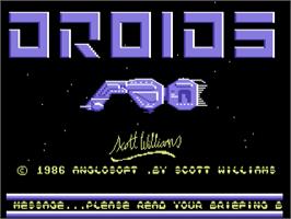 Title screen of Droids (Chris Yates) on the Commodore 64.