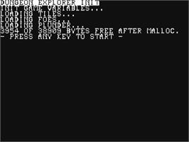 Title screen of Dungeon Explorer on the Commodore 64.
