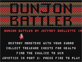 Title screen of Dunjon Battler on the Commodore 64.