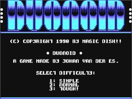 Title screen of Duonoid on the Commodore 64.
